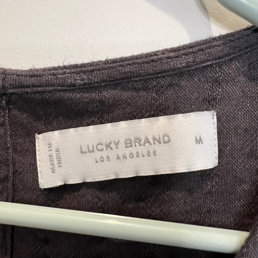 Lucky Brand Gray Tiered Babydoll‎ Blouse Top Long Sleeve Bohemian Boho Women M - Picture 5 of 13